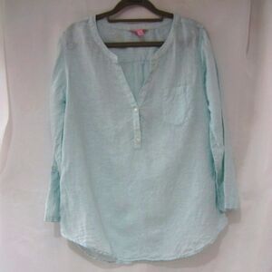 Lilly Pulitzer S Key Largo Tunic Linen Blue Shirt
